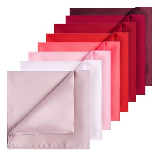 Image of KissTies 6PCS Satin Pocket Square Plain Color Handkerchief Gift Set
