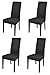 Tommychairs - Set 4 chaises Chiara pour Cuisine, Bar et Salle à Manger, Robuste Structure en Bois de hêtre peindré en Noir, Assise et Dossier rembourrés et revêtus en Tissue Couleur Noir