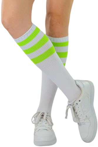 Image of ToBeInStyle Women's Premium Below Knee Athletic Socks w /Contrasting Wide Stripes