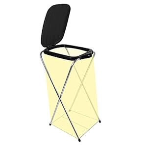 BigDean Müllsackständer AutoFix SCHWARZ 120L – Müllbeutelhalter mit Gitterboden – Gelber Sack Ständer Metall Müllsackhalter Mülltütenhalter mit Push-Button