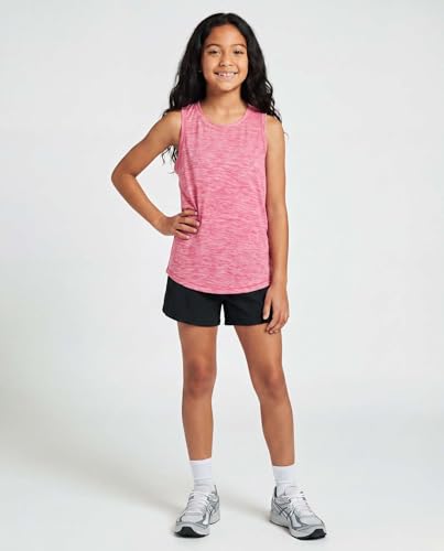 Image of Real Essentials 4 Pack: Girls' Dry-Fit Active Tank Top - Gym Running Workout Athletic Shirt for Kids Teens Youth