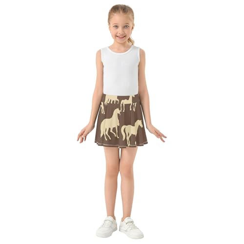 Silhouettes Horses Brown Girls Skorts Athletic Shorts Tennis Skirts Kids Cute School 3t3