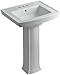 KOHLER K-2359-4-7 Archer Pedestal Bathroom Sink with 4" Centers, Black Black
