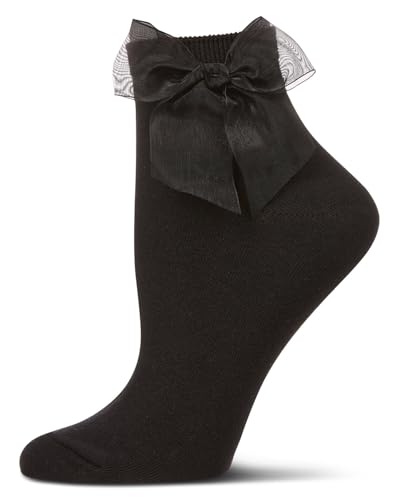 MeMoi Girls Tulle-Bow-Trimmed Mercerized Cotton-Rich Ankle Sock2