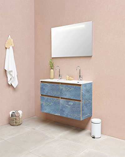 Image of KASHIVAL Kitchen Self Adhesive Oil Proof Sticker Waterproof Contact Paper Foil Sticker Kitchen Wallpaper Removable Heat Resistant (Size : 60 * 200 cm) (Blue Marble A31)