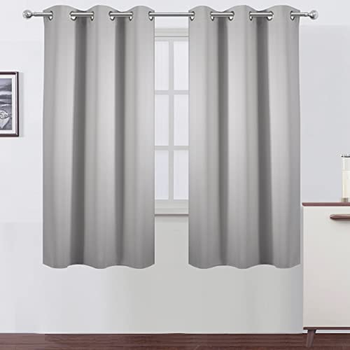 Image of LEMOMO Light Grey Blackout Curtains 42 x 63 Inch Length /Set of 2 Curtain Panels /Thermal Insulated Room Darkening Blackout Curtains for Bedroom