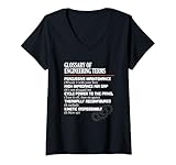 Women's Glossary of Engineering Terms Funny Engineer Definitions V-Neck T-Shirt
