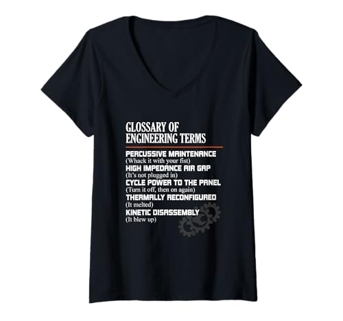 Women's Glossary of Engineering Terms Funny Engineer Definitions V-Neck T-Shirt