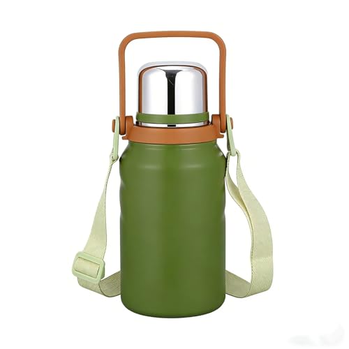 Image of 800 /1200 /1500ml Large Capacity 316 Stainless Steel 3-in-1 Lid Vacuum Insulated Handheld Water Bottle Portable Leak-Proof for Office Sports Outdoor as New Year /Valentines Gifts for Family Friends