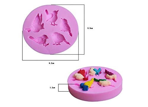 YQYMX Vogelpatroon Siliconen Fondant Schimmel Taart Decoratie Maken Taart Bakken Tool (Roze) - Afbeelding 8