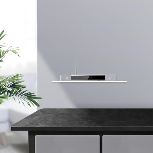 Estante de acrílico transparente para montaje en pared con pasacables 7
