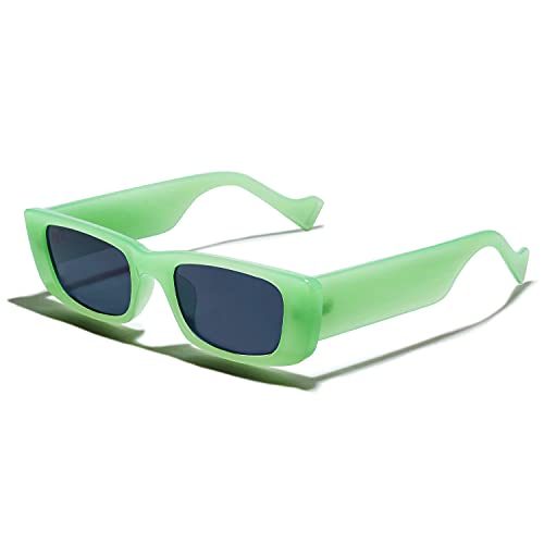 VANLINKER Retro Rectangle Sunglasses for Women 90s Cute Colorful Shades Green Frame VL9594
