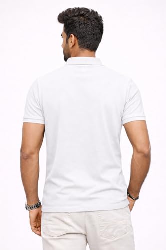 Image of Premium Pique Cotton Pocket Polo T-Shirt for Men | 210-220 GSM | Regular Fit | 2-Button Placket | Soft Breathable Fabric | XS-3XL