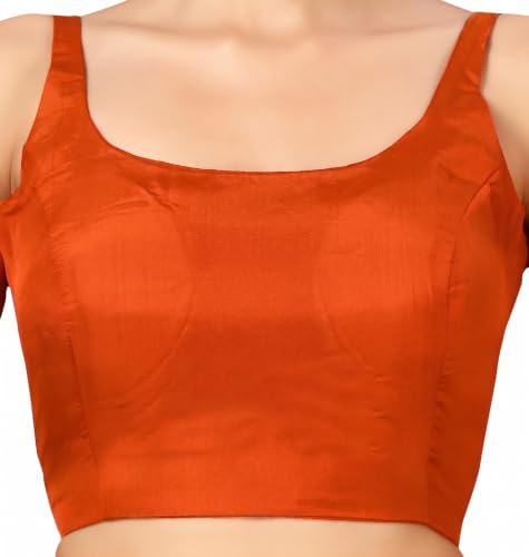Image of Studio Shringaar Women's Polyester Sleeveless Satin Padded Saree Blouse