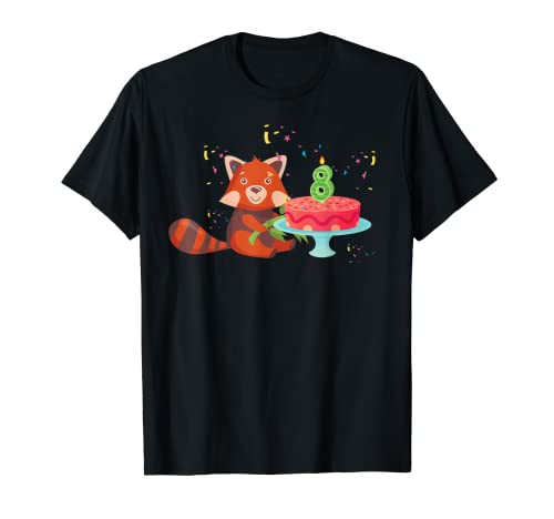 Gráfico divertido para amantes de los animales de Pandas rojas del 8 cumpleaños de Red Panda Camiseta