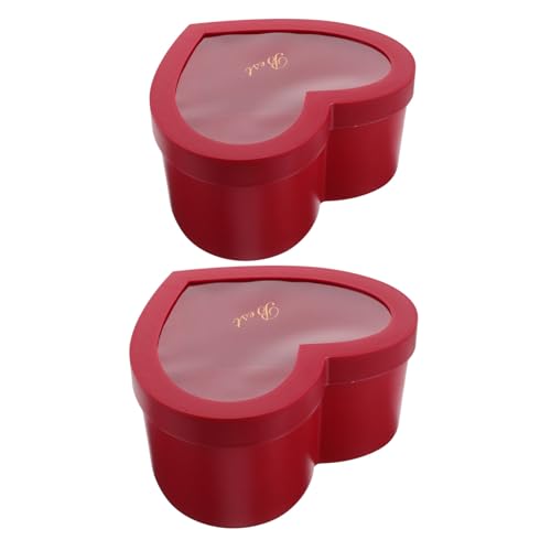 Beavorty 2 Cajas De Para San Valentín Con Tapas Diseño De Corazón Color Negro Para Regalar Para Damas De Honor Flores Papel Maché Y Plástico Rojo