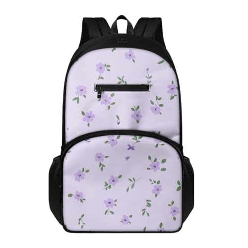 Mochila adolescentes ligera y grande con estampado de flor púrpura duradera