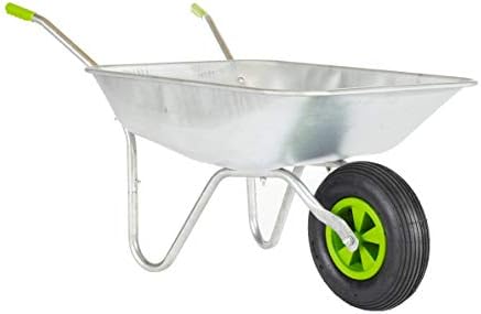 Neo Wheelbarrow Home Garden Cart Galvanised Metal with Pneumatic Tyre Silver (65L) - View 3