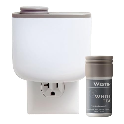 Westin Mini Home Diffuser & Fragrance Refill | Authentic White Tea Scent | Luxury Hotel Diffuser | Up to 300 Hours | Notes of White Tea Cedar Vanilla | Waterless Fragrance Plug-in Wall Diffusers