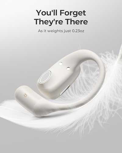 Image of Lytmi CozyFit Open Ear Headphones, 0.23oz Ultra-Light Comfortable Wireless Earbuds, 0.6mm Thinnest Earhooks, Bluetooth 5.4, Clear Audio, 30 HRS Playtime, IPX5 Waterproof Earphones with Mic-White