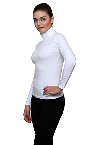 Image of LE BOURGEOIS Women Slim Fit Casual Full Sleeve Highneck /Turtle-Neck Cotton Top
