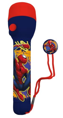 Disney Spiderman Kinder Big LED Taschenlampe 16cm Kunststoff rutschfeste Taschenlampe für Outdoor-Abenteuer, Camping, Wandern und Notfall