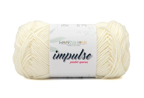 Image of WOAFashions Impulse Hand Knitting & Crochet Yarn, Premium Acrylic, 4 : Medium (Cream) (2x100gms / 3.5oz / 200mtr / 218yds)
