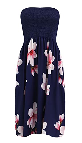 Image of Zyyfly Summer Strapless Dress for Women Tube Top Sundress Casual Beach Cover Ups