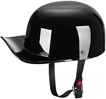 Woljay Vintage Open Face Motorcycle Helmet Retro Baseball Cap Half Helmets Men Women for Scooter Moped Cap Street Cruiser Jet - DOT Certified (XX-Large, Gloss Black)