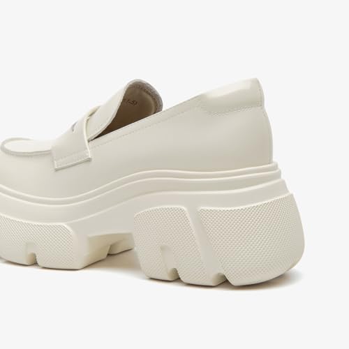 Image of BEAU TODAY Womens Platform Loafers, Leather Penny Loafer Shoes