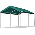 ADVANCE OUTDOOR 10x15 ft Heavy Duty Carport Potable Car Canopy Garage Party Tent Boat Shelter, Adjustable Height from 9.5 ft to 11 ft, Green