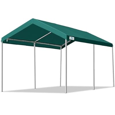 ADVANCE OUTDOOR Adjustable 10x15 ft Heavy Duty Carport Car Canopy Garage Boat Shelter Party Tent, Adjustable Height from 9.5 ft to 11 ft, Green