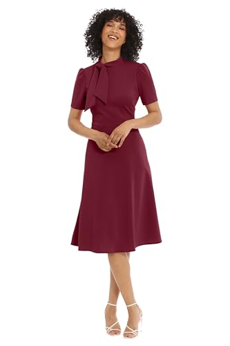 Maggy London Women's Crepe Fabric Flight Attendant Bow Neck Tie Short Sleeve A-line2