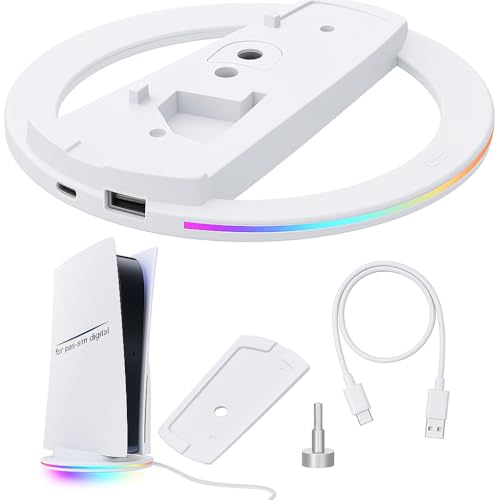 Genérico Soporte Vertical Antideslizante con luz RGB, Base Multifuncional para PlayStation 5, PS5Slim, y PS5Pro, Accesorios Completos para Consola PS5.