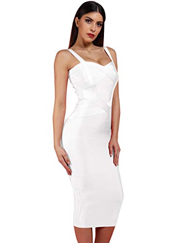 Robe bandage mi-mollet de soirée extensible ajustée pour femme