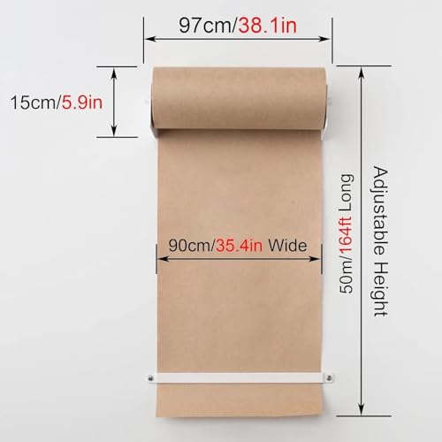 Support mural pour distributeur de rouleaux de papier kraft, support mural pour couper et suspendre, support de papier pour travaux manuels et emballages (compatible avec les rouleaux kraft standard)