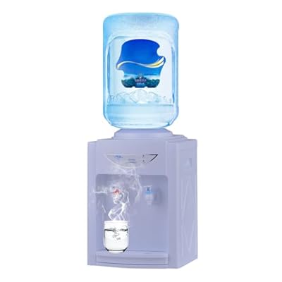 Top Loading Water Cooler Dispenser - Desktop Hot and Cold Water Dispenser with Child Safety Lock for 2-5 Gallon Bottles, Water Machine for Home Office, White