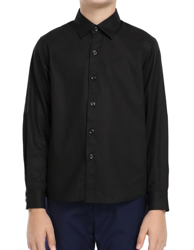 Boy Long Sleeve Dress Shirts for Teens, Toddler Boys Kids Collared Button Down Uniform Shirt, Size 2T-202