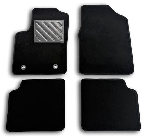 MTC Tapis de Voiture sur Mesure, antidérapant, Talonnette en Caoutchouc renforcé, Boutons de Fixation, Noir