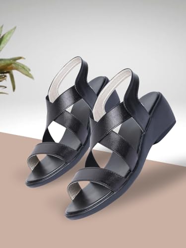 Image of TRASE Women's Fashion Sandals | Faux Leather Comfortable and Stylish Wedge | For Casual Wear & Formal Wear Occasions 2 inches heel for Women & Girls