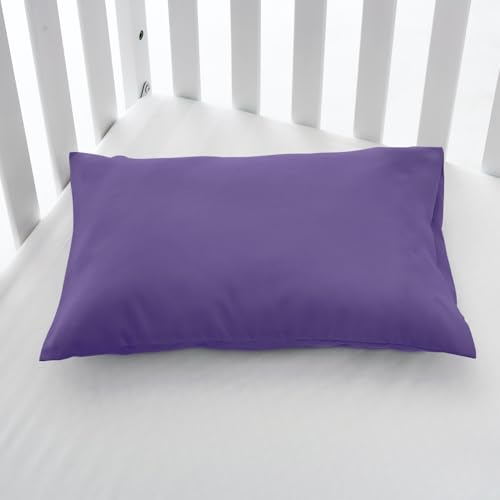 Image of EXQ Home Toddler Pillowcases 13x18 Travel Pillow Case Set of 2, Small Pillow Case Fits Baby Pillow Sized 12x16, 13x18, Kids Pillowcases 2 Pack Machine Washable with Envelope Closure (Deep Purple)