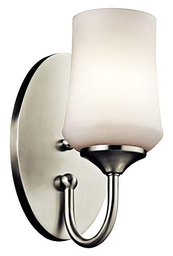 Image of Kichler Aubrey 10.75 inch 1 Light Wall Sconce with Satin Etched Cased Opal in Brushed Nickel