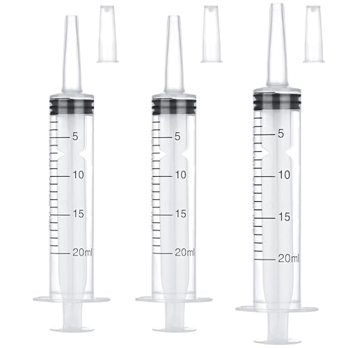 Image of 3 Pack 20ml Syringe with Cap, Plastic Syringe without needle for Liquid, Sterile Individually Wrapped