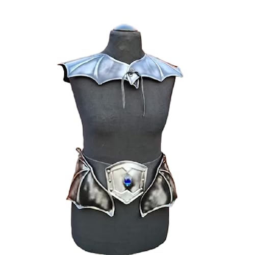 NauticalMart Female LARP Costume, Steel Fantasy Shoulders Armor with Belt, Knight Lady Metal Pauldrons & Skirt, Cosplay Elven Women Armour
