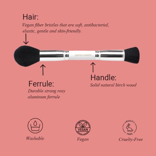 Image of Cuffs N Lashes Dual Makeup Brush | 2-in-1 Flat Top Foundation &Powder Brush 01 | Seamless Blending for Liquid Cream &Powder | Soft Premium Bristles | Travel Friendly Professional Face Brush