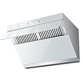 Tieasy Under Cabinet Range Hood 30 Inch, 900 CFM Wall Mount Vent Hood with Auto-cleaning Function,Gesture & Touch Control, Silver Grey Tempered Glass Surface Kitchen Hood 3 Speed Exhaust Fan