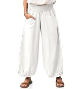 TARSE Womens Linen Wide Leg Beach Pants with Pockets
