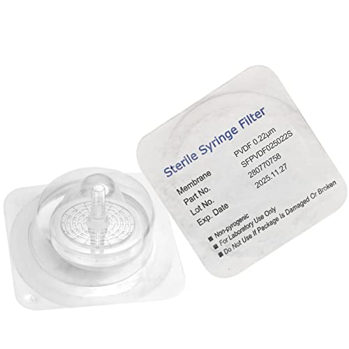 Biomed Scientific Sterile Syringe Filters Hydrophobic PVDF 25 mm Diameter 0.22 um Pore Size Individually Packaged 100/pk
