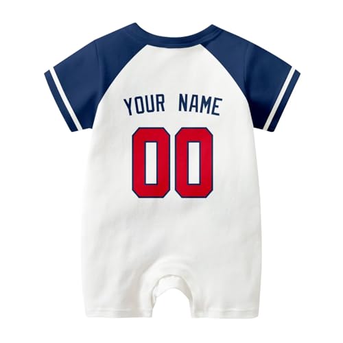 Image of KREDE Baby Clothes Unisex Bodysuit White Custom Name Number for Baby Boys