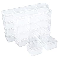 Goodma 30 Pieces Square Empty Mini Clear Plastic Organizer Storage Box Containers with Hinged Lids for Small Items and Other Craft Projects (55 x 55 x 35 mm)